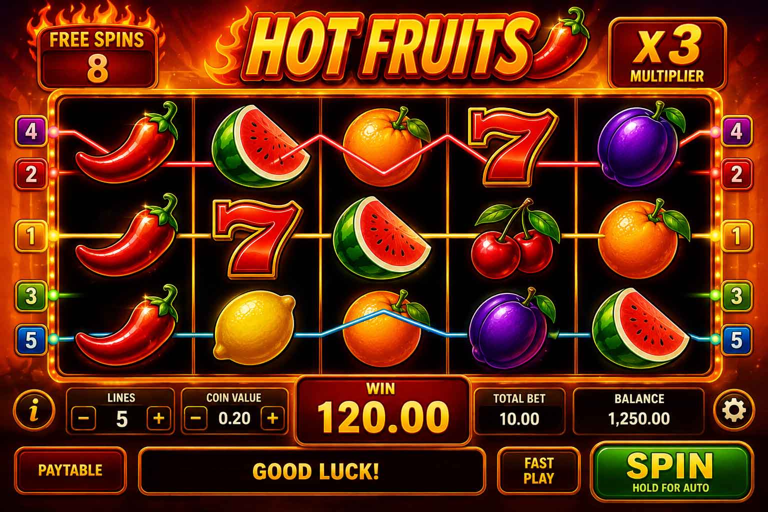 Habanero Hot Fruits slot game example